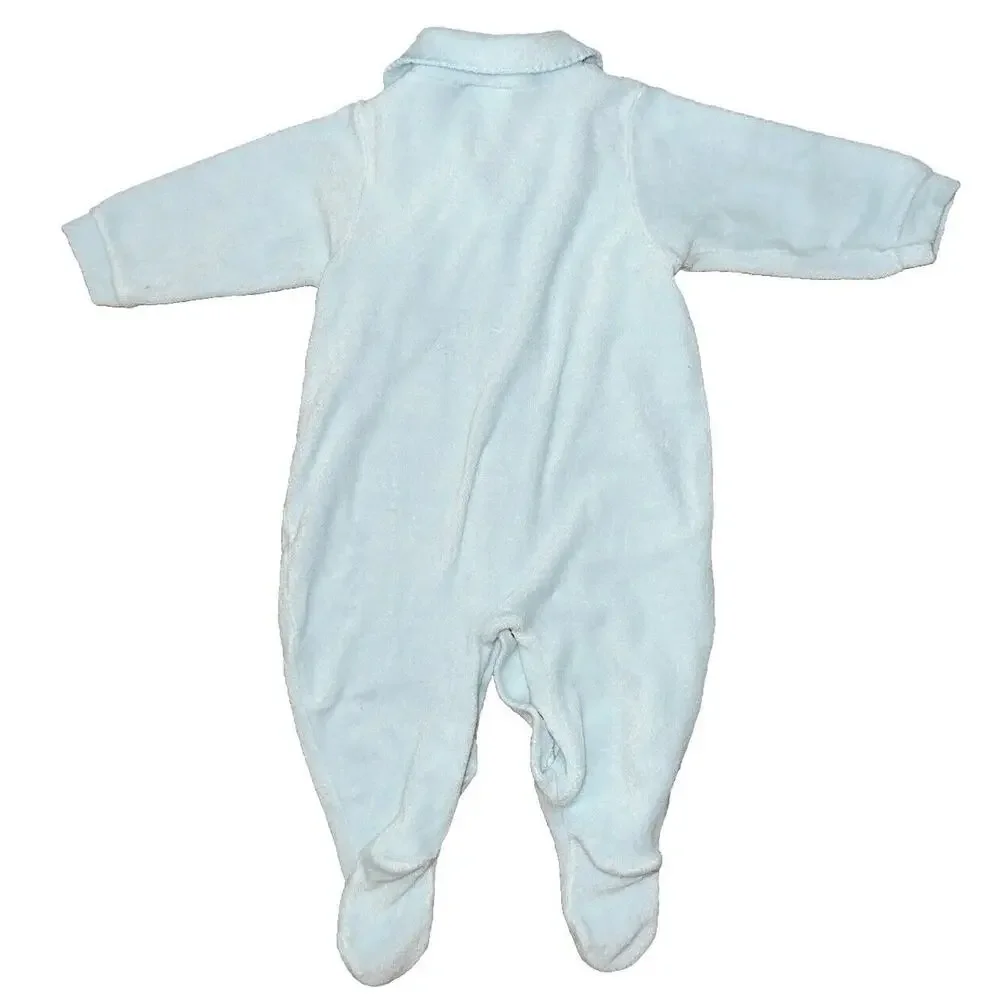 Carter's Vintage Blue Puppy Baby 6-9 M 1pc Sleeper Outfit‎ Terry Embroidered Boy